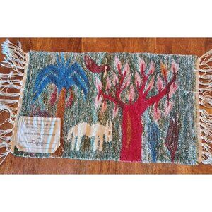 Hand Woven Egyptian Wool & Cotton Tapestry With Fringes - Nature Scene